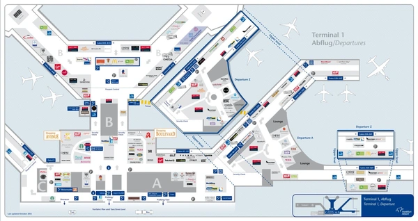 Terminal 1 Karte Abflug Geschäfte und Restaurants und mehr am Flughafen Frankfurt Airport