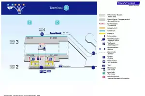 Terminal 2 Abflug Plan Gate D E auf Ebene 2 und Ebene 3 Flughafen Frankfurt Airport